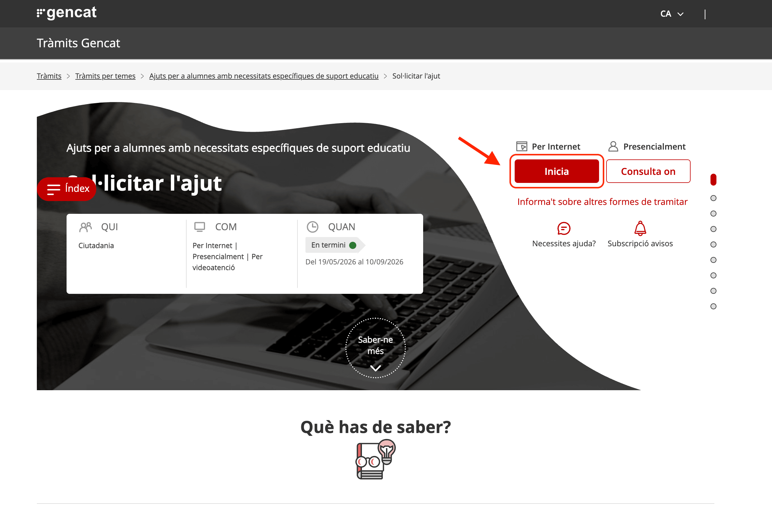 Captura 2/4 del pas «Identificar-se al tràmit» del formulari de Gencat